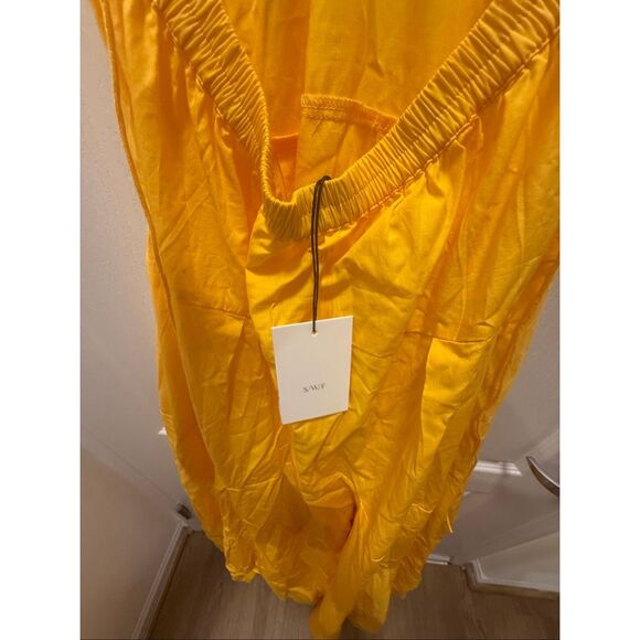 S/W/F OPEN BACK TIERED MAXI in Golden Yellow Size S Wedding Guest Dress NWT$409 - Picture 5 of 5